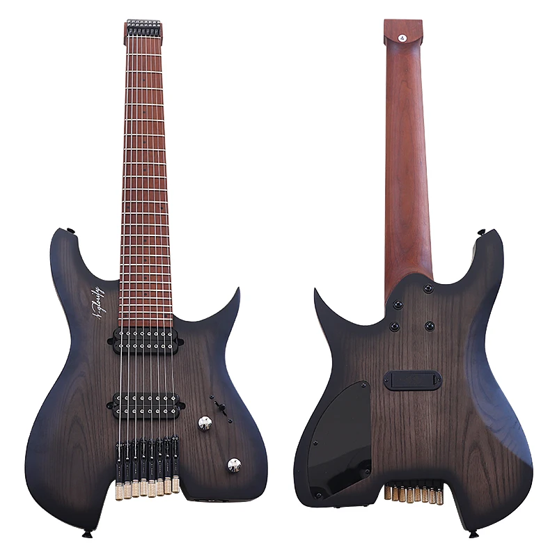 New Arrival 8 String Headless Electric Guitar 30 Inch Solid Ashwood Body Headless Guitar Roasted Maple Neck