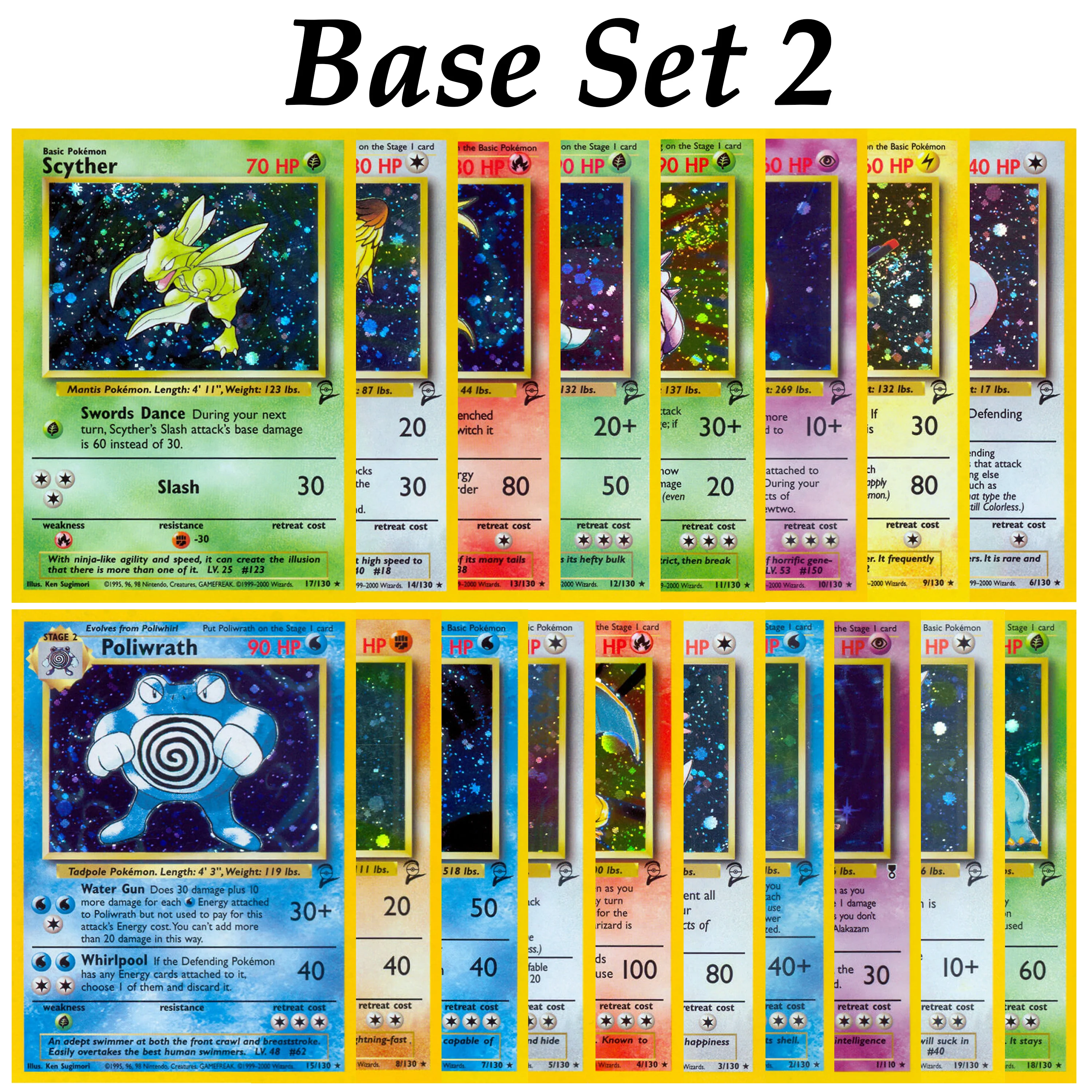 PTCG Pocket 2000 Basis-Set 2 OG Nostalgie-Sammelkarten Hitmonchan Scyther Clefable Pidgeot Mewtwo Traditionelle Holo-Proxy-Karten