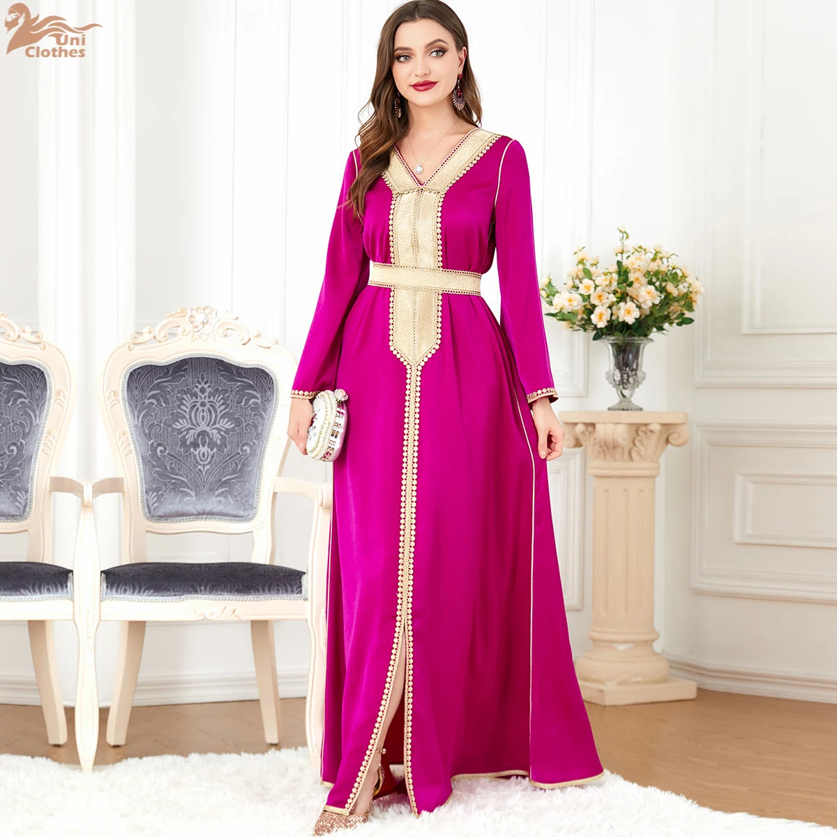 Elegant Arabic Muslim Abaya Dress for Women Islamic Eid Evening Party Jalabiya Luxury Turkey Dresses Moroccan Caftan Robe