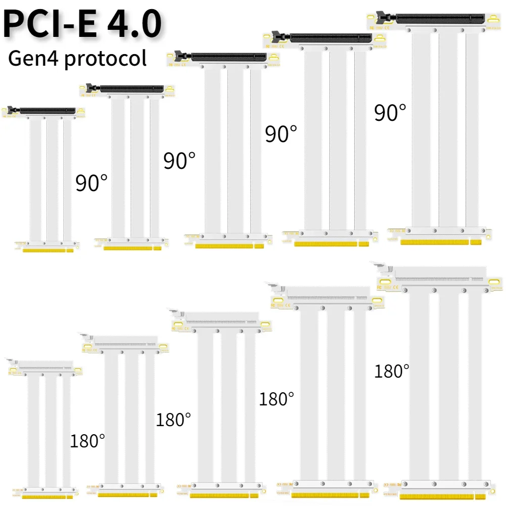 

0.1m-1m Full Speed PCIE 4.0 16x Riser Cable Graphics Extension Cable PCI Express X16 Gen4 GPU Video Card Riser Shielded Extender
