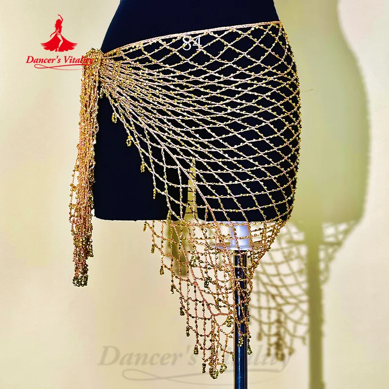 Łańcuszek do tańca BellyDance dla kobiet Trójkątny szalik z siatki na biodra Pas do ćwiczeń tańca orientalnego Dziewczyny Akcesoria do występów tanecznych
