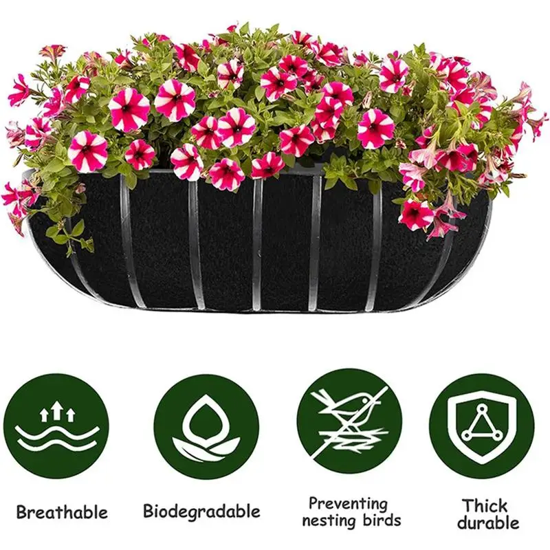 Felt Fiber Liners Thick Liners for Planters Hanging Basket Liners Replacement Liners for Garden Flower Pot Balcony Decoration