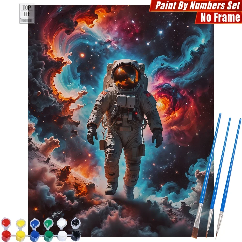 

Astronaut space nebulae floating Painting By Numbers Kit - Astronaut floating cosmos Canvas Wall Art Mother'S Day Gift For Wife