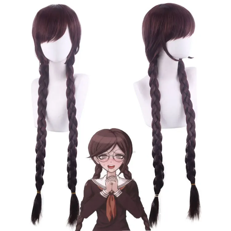 Danganronpa Toko Fukawa Black Purple Brown Braids Wig Cosplay Costume Dangan Ronpa Heat Resistant Hair Party Long Wigs