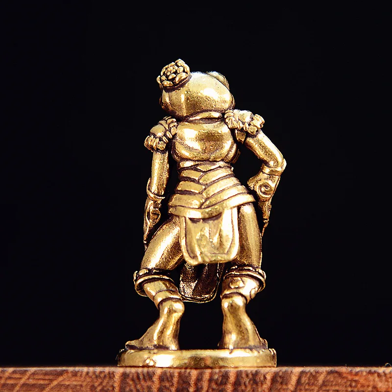 Solid Brass Lady Frog Small Statue Desktop Decorations Vintage Animal Miniatures Figurines Home Decors Ornaments Crafts Tea Pets