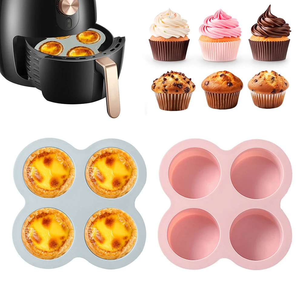 Silicone Air Fryer Egg Pan Mold Eggs Mold Reusable 4 Squares Non-Stick Air Fryer Accessories Kitchen Baking Cooking Accessorie