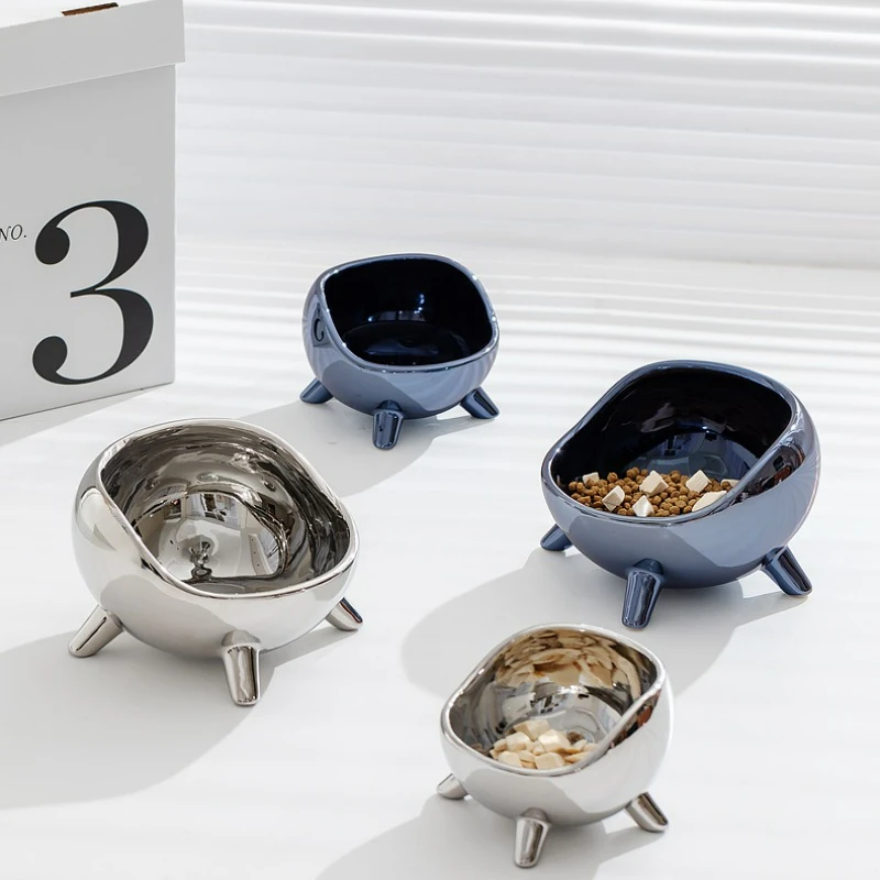

Light Luxury Ins Ceramic Cat Bowl Protect Cervical Spine Cat Food Bowl Cat Dog Basin Drinking Small Dog Pet Supplies Kitten