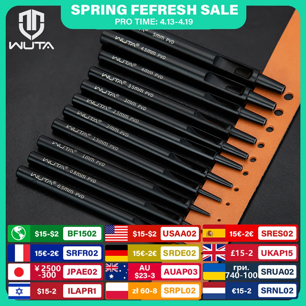 

WUTA 1PC Leather Punching Tool Round Hole Hollow Puncher Black Titanium Plated Anti-rust DIY Craft Tool for Belt,Watch Band