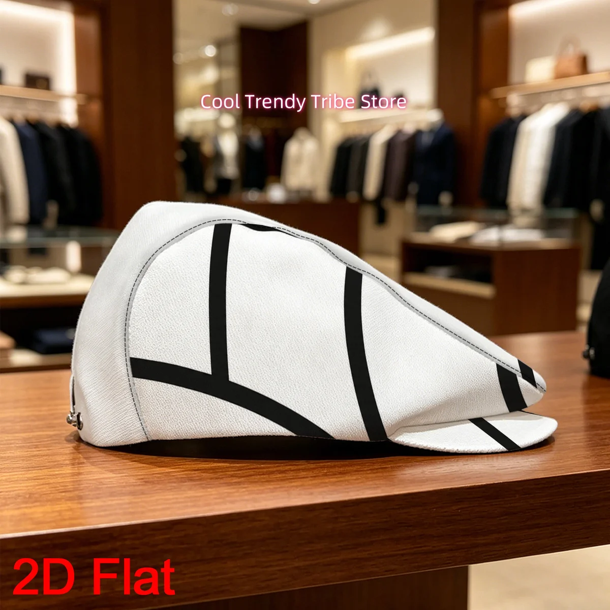 1pc 2D Flat Abstract Line Art Flat-Top Hat Painter'S Hat Men Beret Hat Vintage Gentleman'S Hats Street Style Versatile Ideal for