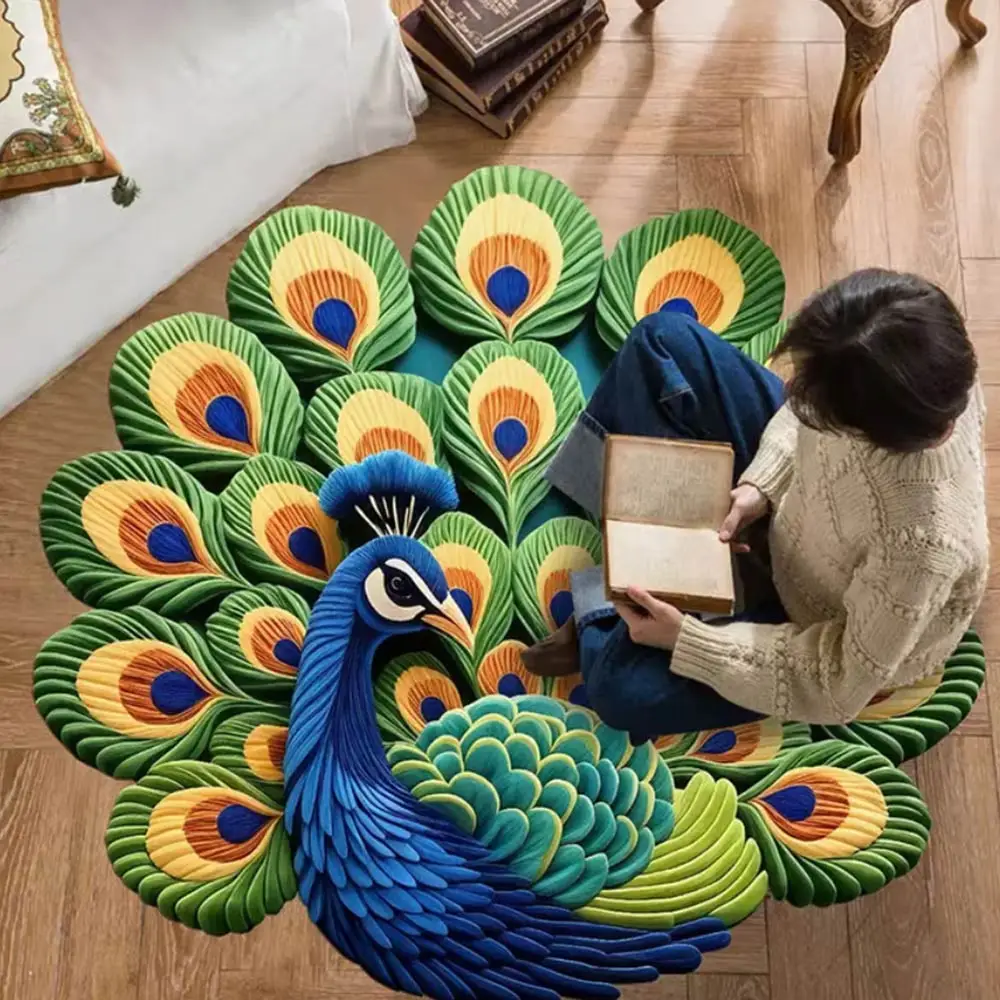 Bathroom Floor Mat Special-shaped Peacock Carpet Soft Absorbent Peacock Mat 60x60cm/100x100cm Non-slip Door Gasket Rug