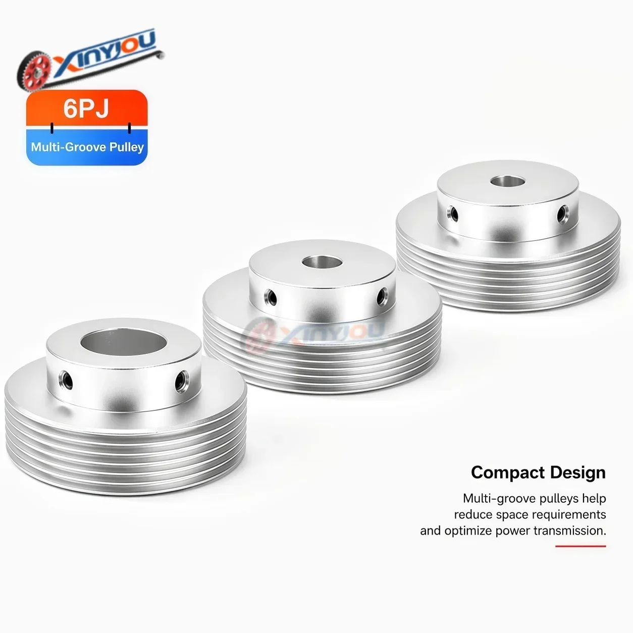 6PJ Aluminum Alloy Poly V Belt Pulley, 80/90/95/100mm OD Bore 12-50mm, 6-Rib Serpentine Drive Pulley for PJ Belt, Multi-Rib