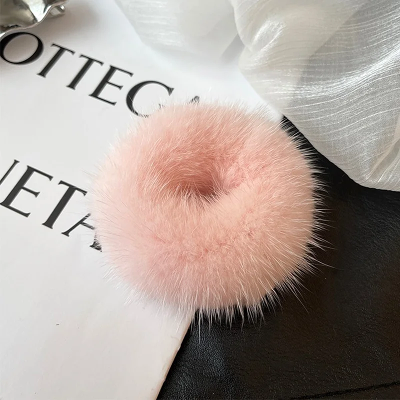 Simple Mink Terry Cute Internet Celebrity Plush Ball High-end Hair Rope Headwear Rubber Band Hair Accessories For Women