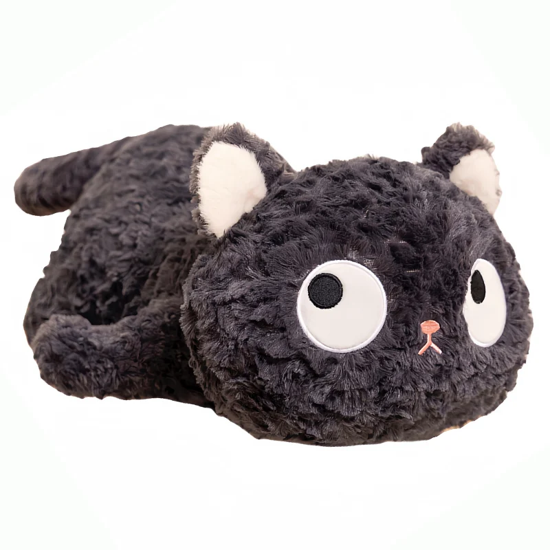 55-65cm bonito gato cinza brinquedo de pelúcia boneca kawaii olhos grandes fofinho travesseiro almofada ins gato brinquedo de pelúcia boneca para menino menina brithday presentes