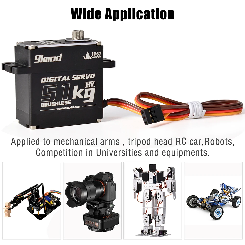 9imod Wodoodporne serwo BLS-HV51MG 51KG 180 ° /270 ° /360 °   Metalowe cyfrowe bezszczotkowe serwo HV 8,4 V do samochodu RC 1:8 1:10 Robot DIY