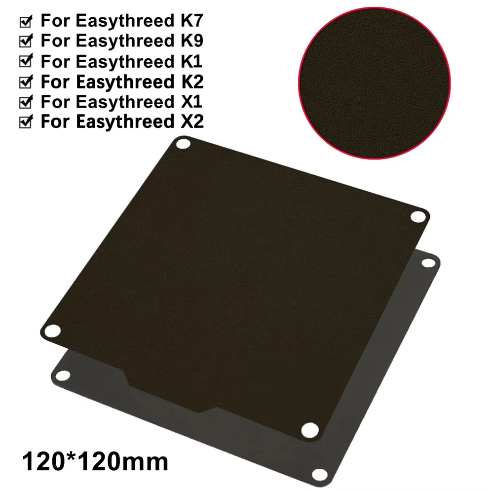 Build Plate For Easythreed K7 K9 K1 K2 X1 X2 3D Printer 120x120mm Double-sided Texture Pei Spring Steel Sheet With Magnetic Base