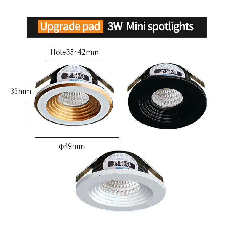 【38mm hole】recessed mini Spotlight 3w LED indoor ceiling light 110v 220 volt Deep anti-glare small downlight  with driver set