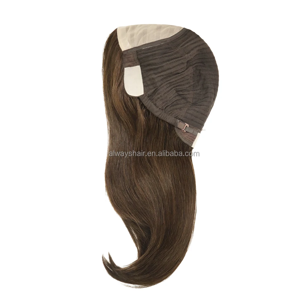 JW23F-13.5 Inches Medium Size Wig Cap Hairstyles Lengths Medium Brown Chinese Human Hair Wigs for Women