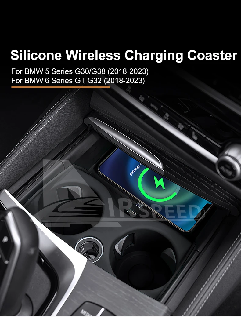 Silikon für BMW 5 G30 G38 6er G32 6 GT 2018 2019 2020 2021 2022 2023 Auto-Getränkehalter-Untersetzer Mittelkonsole Abdeckung Zierleiste – Detail 1
