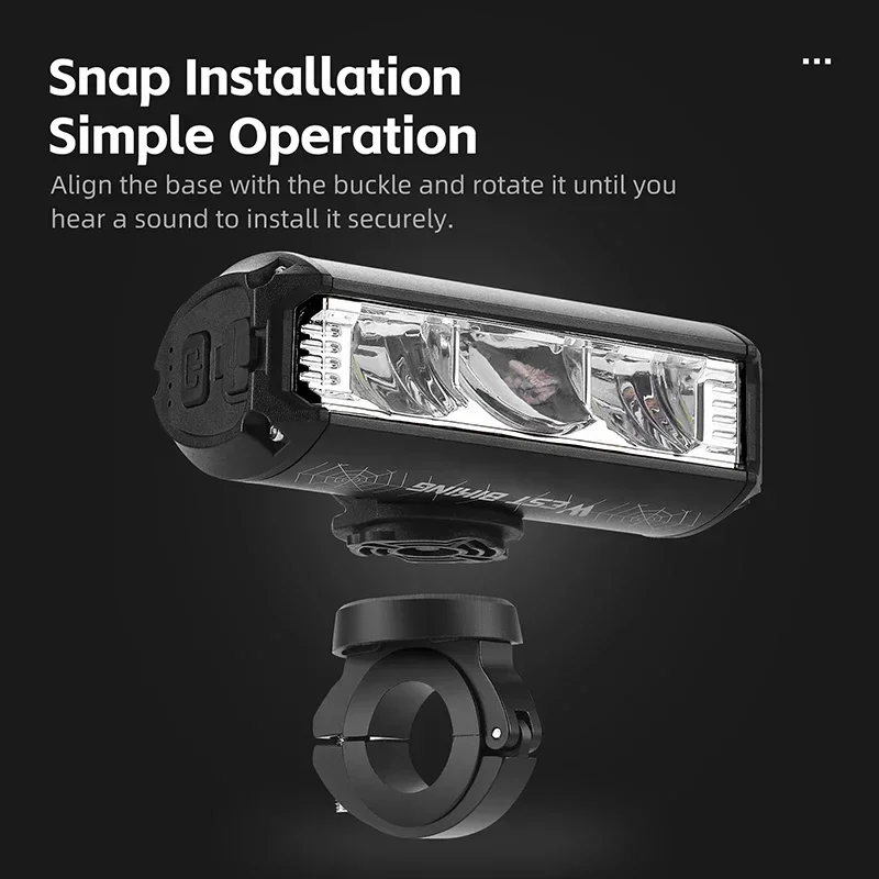 

WEST BIKING 1750 Lumens Bike Light 3 LED Wide Angle Headlights Power Display Type-C Rechargable Cycling Quick Release High Beam