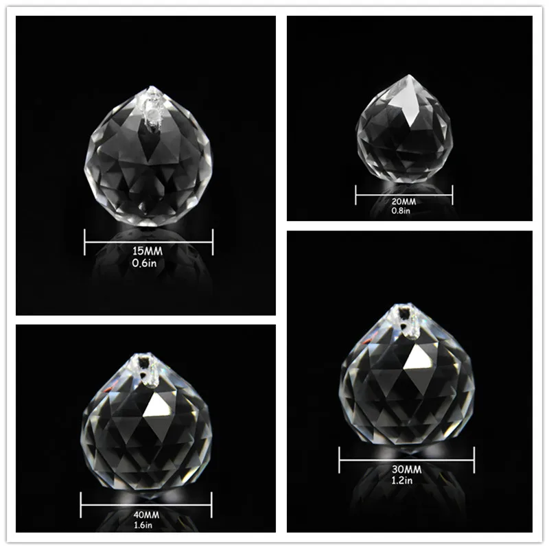 15mm-40mm Clear/AB Crystal Faceted Balls K9 Chandelier Parts Prism Sun Catcher Hanging Drop Pendant Home Wedding Party Decor