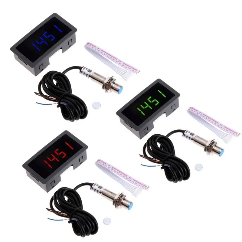 High-Precision 4 Digital Tachometer RPM- Blue LED Proximity   NPN- for Lathe/Mower/CNC-/Spring Durable