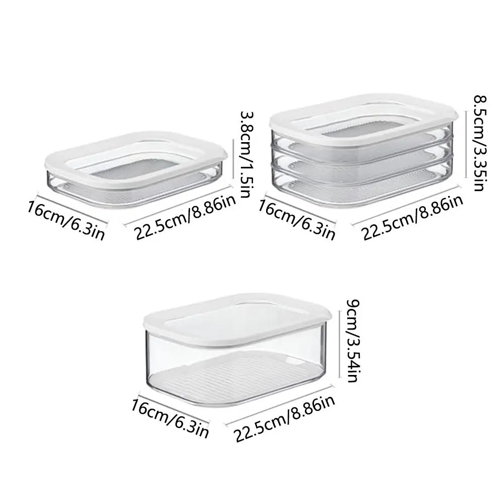 Airtight Lid Tier Meat Pieces Storage Box Food-grade Frozen Plastic Refrigerated Crisper Dishwasher Safe Transparent