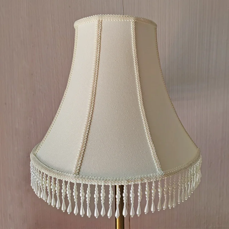 Linen waist hanging bead decorative table lamp cover French Garden Hotel lobby room floor lamp cover