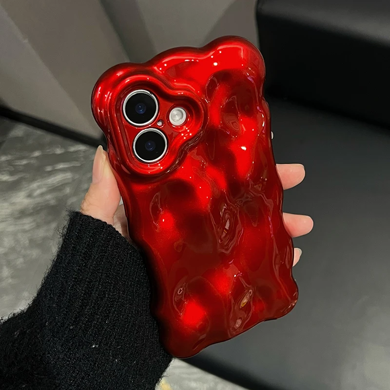 Modische rote Wellen-Wasserwellen-TPU-Handyhülle für iPhone Air 11 12 13 14 16 17 18 Pro Max 15 Plus, stoßfeste Silikon-Rückseite – Detail 11