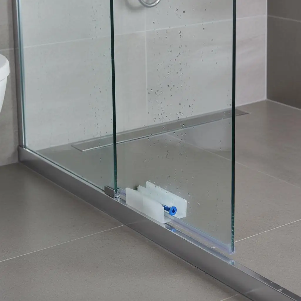 

4Set Shower Door Guide Bottom Sliding Glass Door Replacement Parts Plastic Metal Wear Resistant for Glass Sliding Doors Shower