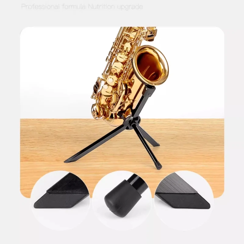 Saxophone stand for alto, baritone, and sopranino saxophones, foldable and portable