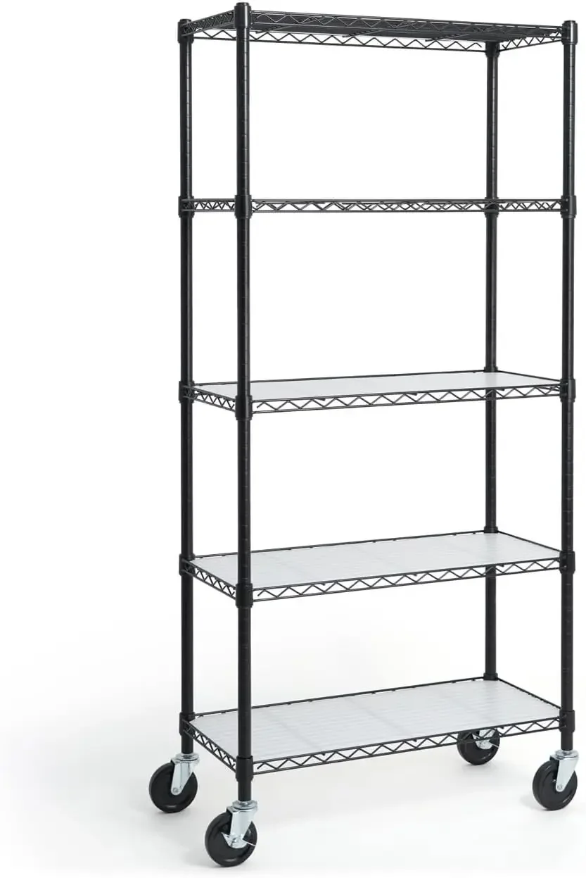 CAPHAUS NSF Heavy-Duty Wire Shelving, 5-Tier, with Wheels, Leveling Feet, Liners, 30