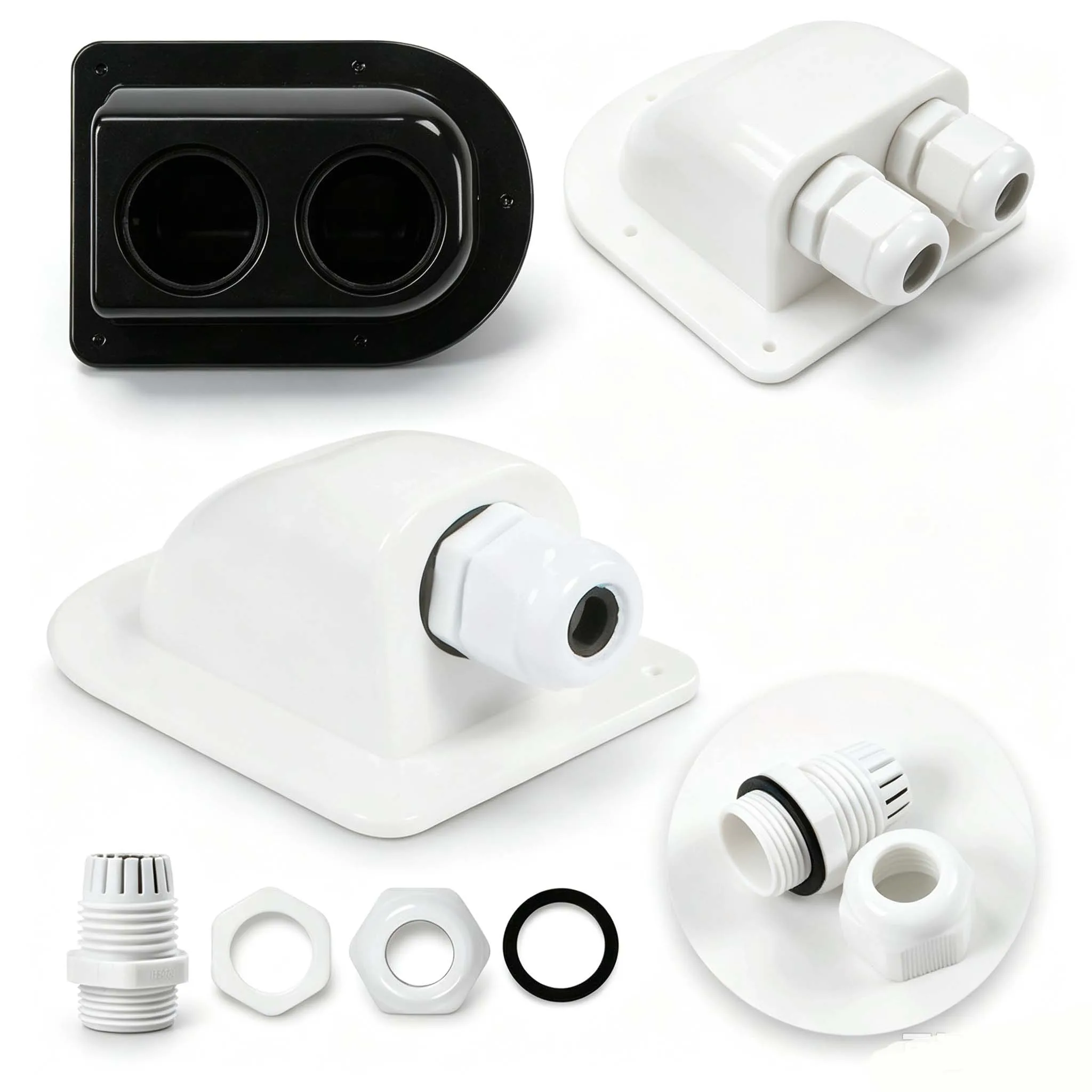 Waterproof Double Hole Cable Entry Gland Box White Solar Panel Roof Wire Entry Box Home Improvement Electrical Wiring Cable Glan