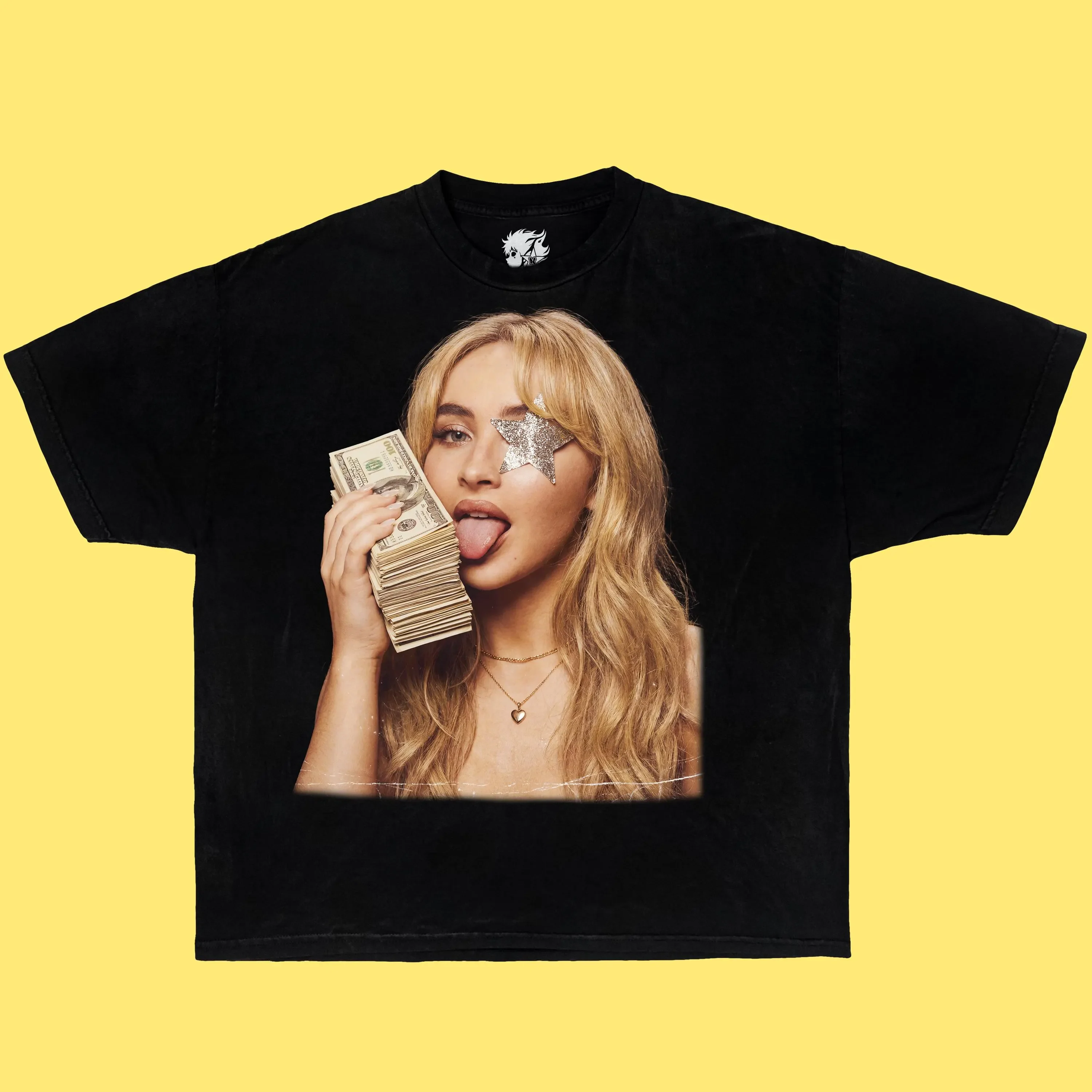 

Рубашка с рисунком Money Girl, большая футболка с гламурным портретом, модный эстетический уличный топ Sabrina, футболка из чистого хлопка в стиле ретро с фото