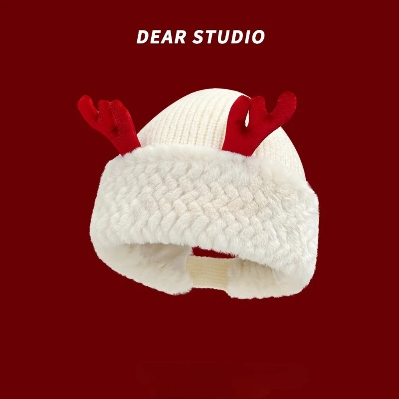 

Рождественский подарок, милая плюшевая шапка с рогами, детская зимняя теплая разноцветная говорящая пара, креативное милое платье, забавное платье