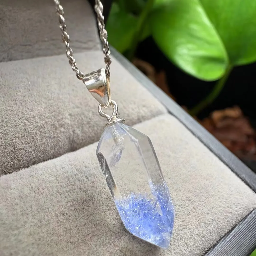 1 Pc Fengbaowu Natural Dumortierite Pendant 14-20MM 925 Sterling Silver Crystal Reiki Healing Stone Jewelry Gift For Women