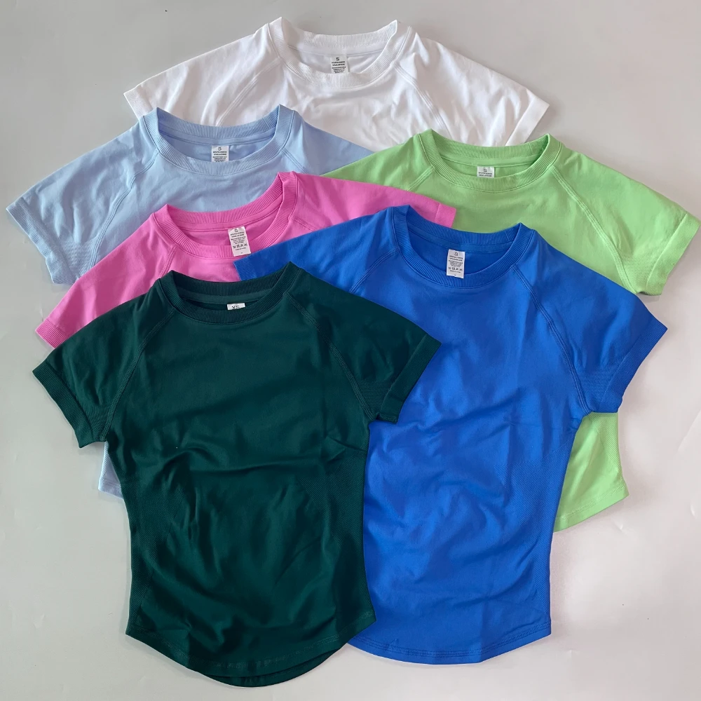 Langärmliges Kurzarm-Top für Damen, Fitness-Crop-Top, leichtes Yoga-Top, dehnbares Workout-Shirt, Lauf- und Sportshirt – Detail 3