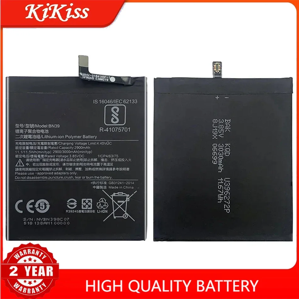 Mobile Phone Battery BN39 BN 39 3000mAh For Xiaomi Play MiPlay Mi Play 3000mAh High Capacity Rechargeable Phone Batteria