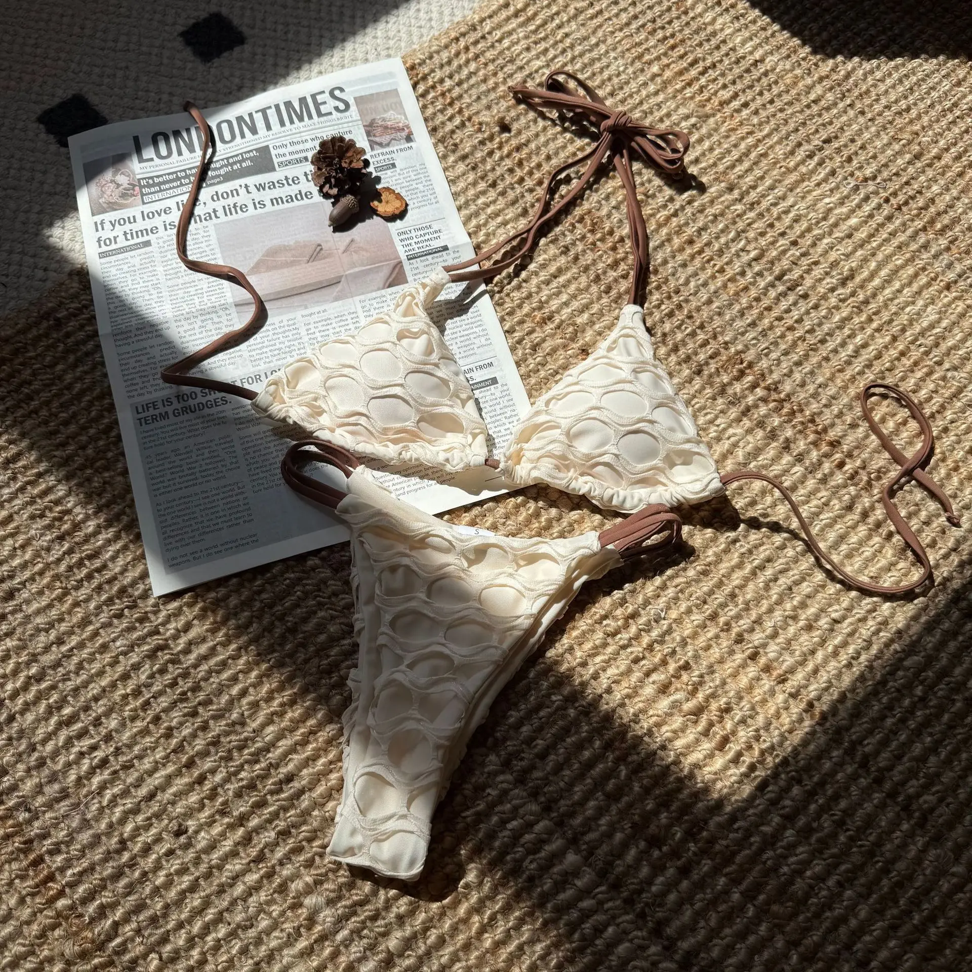 

sexy patchwork micro bikinis sets two pieces hollow out halter tie swimsuits summer bathing suit swimwear swimming suit biquini