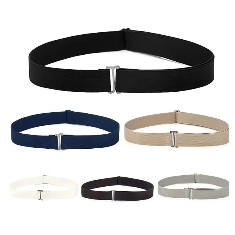 Invisible Belt Buckle Plastic Elastic Belt Women Men Adjustable Belt Fashion