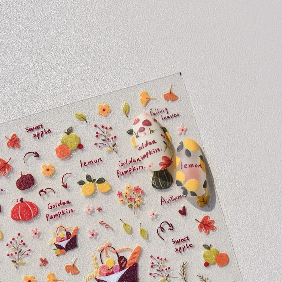 5D Pudding-Gelee-Dessert-Frucht-Kirsch-Rosa-Klauenabdruck-Schleifenknoten-Liebesherz-Sterne-Nagelkunst-Aufkleber, selbstklebende Maniküre-Dekoration – Detail 16