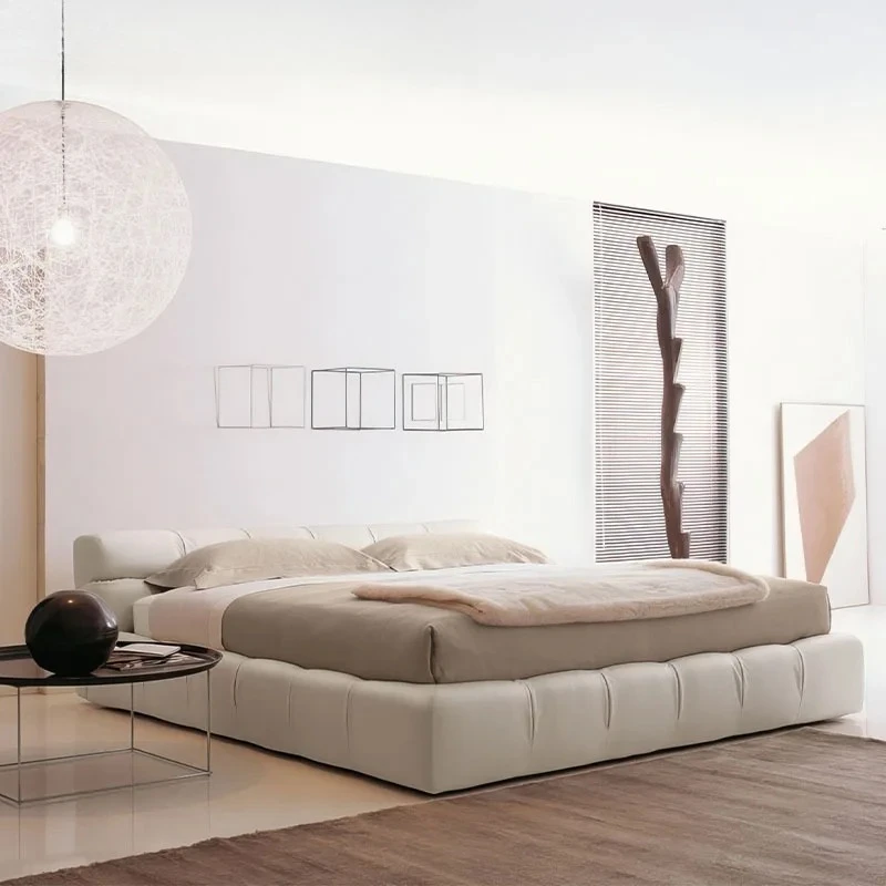 

Italian puff cloth art bed Nordic simple modern master bedroom technology cloth art bed