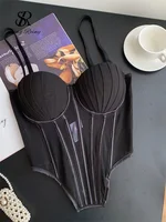 SINGREINY Fashion Solid Corset Lingerie Top Ladies Strap Sheer Mesh Slim Camisole American Retro Backless Beach Sexy Tank Top - Image 5