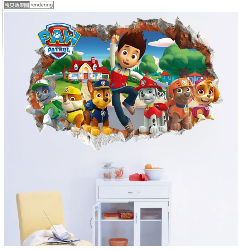 Autocollants Muraux Paw Patrol pour la Décoration de la Maison, Style Anime, Skye Chase, Graffiti Décoré, Cadeau d\'Anniversaire pour Garçon et Fille