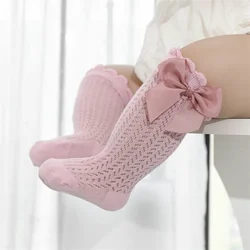 1/3Pairs Baby Girl Socks Toddler Big Bow Cotton Summer Mesh Infant Knee Socks Newborn Long Princess Socks For Girls 0-24Month