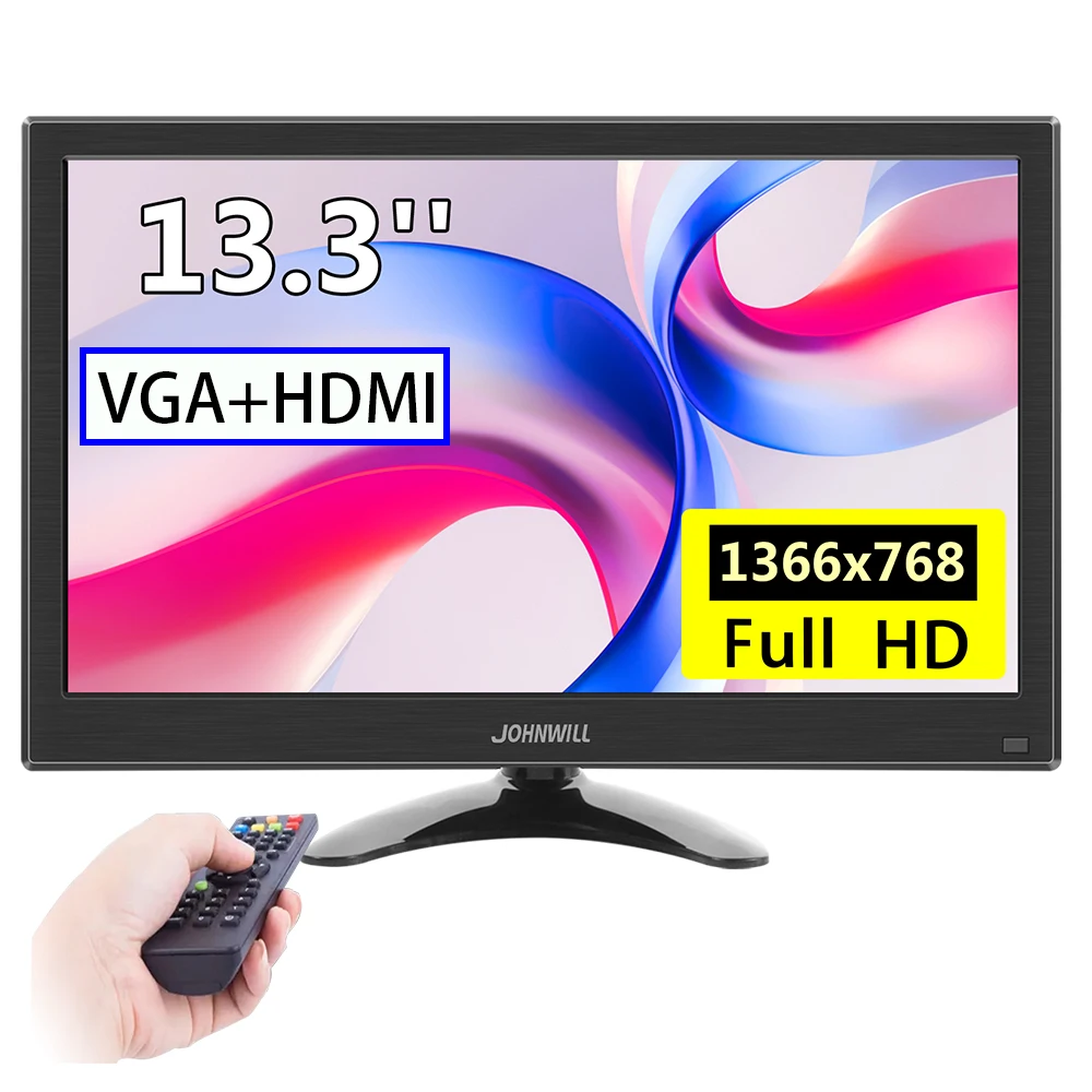 리모컨 장착 스위치 노트북용 휴대용 모니터, TFT 패널 LCD 디스플레이, USB BNC HDMI VGA 포트, 1366×768, 13.3 인치