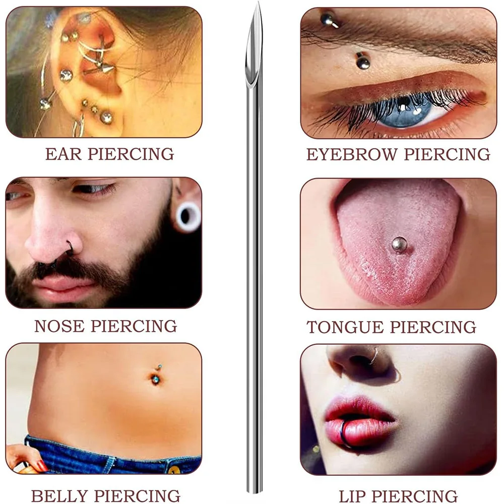 100 stks/doos Steriele Body Piercing Naald 10G 12G 14G 16G 18G 20G Staal Steriele Wegwerp ForEar Neus Navel Tepel Lip