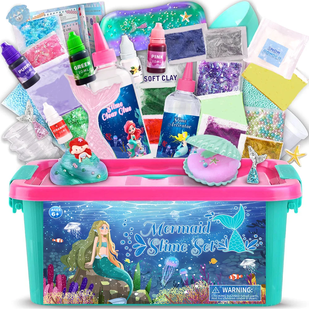 Meerjungfrauen-DIY-Schleim-Set für Kinder Sensorisches Spielzeug Pädagogisches Stressabbau-Spielzeug Geschenk