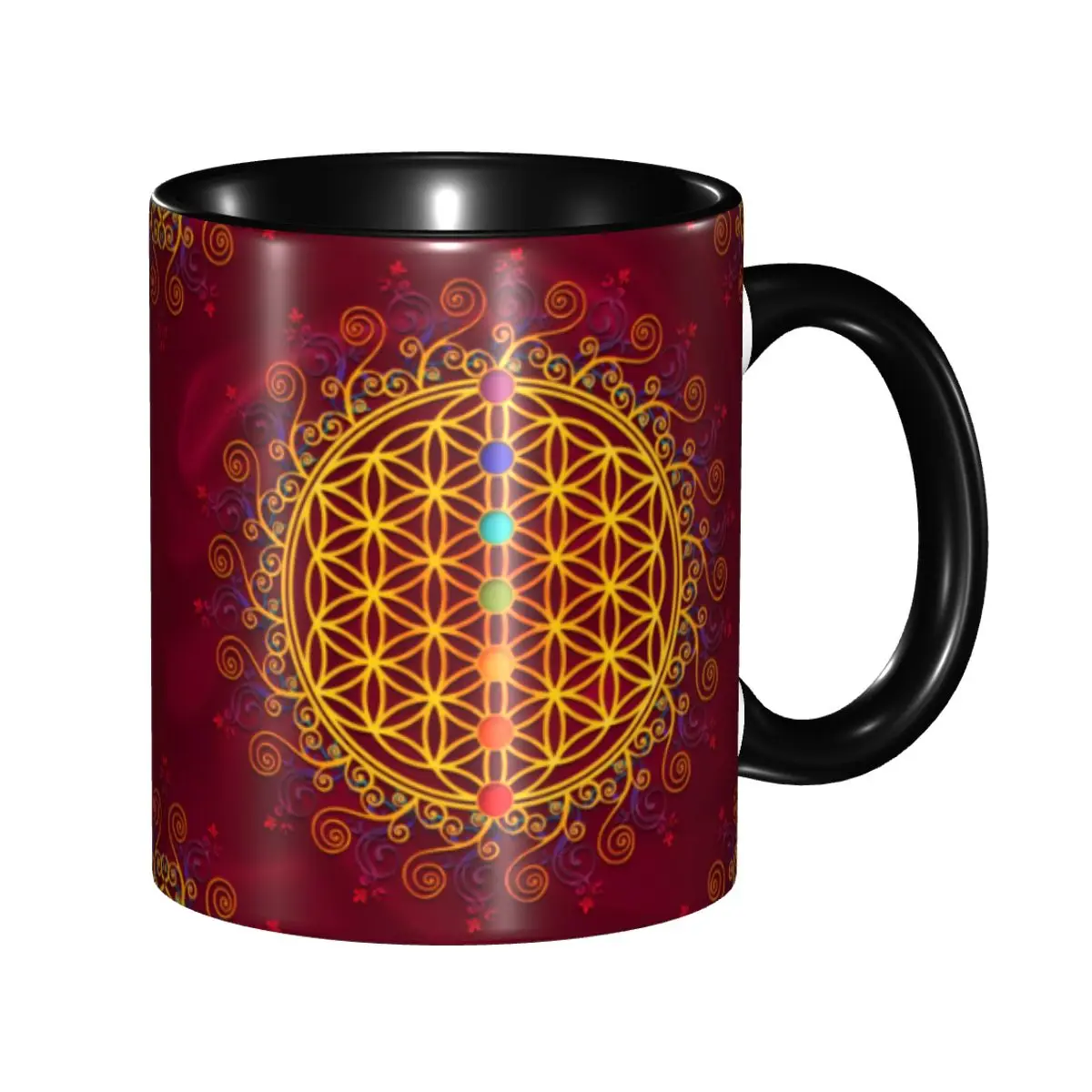 

Flower Of Life Coffee Mug DIY Custom Spirituality Yoga Zen Mandala Ceramic Mug Cup Creative Gift