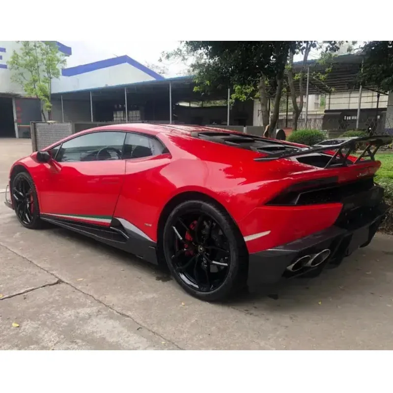 M Style لـ Huracan LP610 طقم هيكل من ألياف الكربون الشفة الأمامية الناشر الخلفي تنورة جانبية ترقية خلفية #6