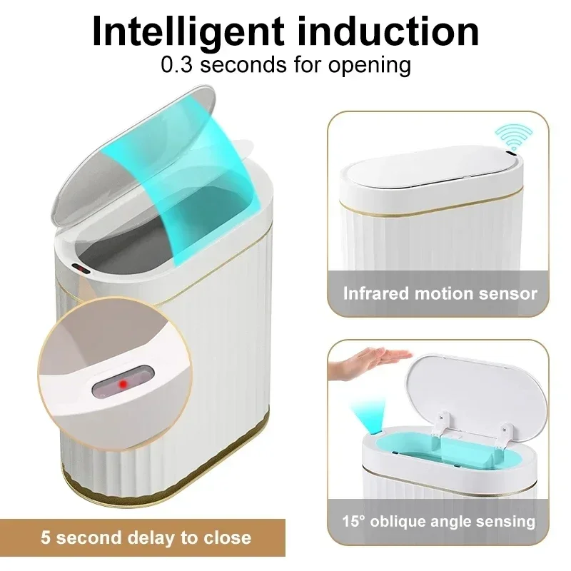 Smart Sensor Garbage Bin Trash Can Intelligent Induction Kitchen Bathroom Dustbin Waterproof Household Automatic Wastebasket